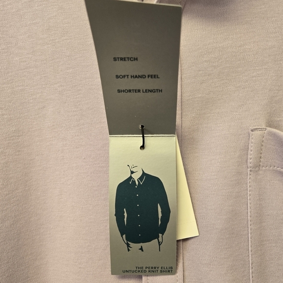 Perry Ellis Untucked Knit Button Down Shirt Orchid Petal Purple XL - Picture 6 of 7